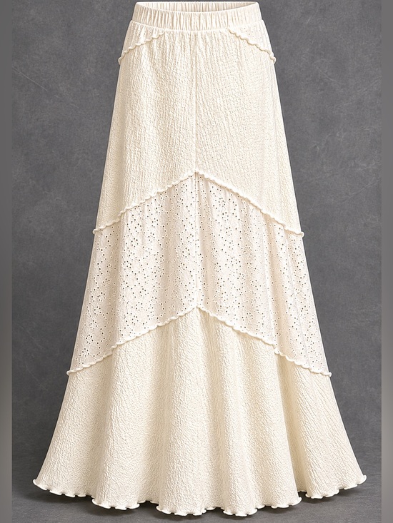 Cider Dresses & Skirts - Cider Cream Eyelet Tiered Maxi Skirt Women’s Medium Boho Cottagecore